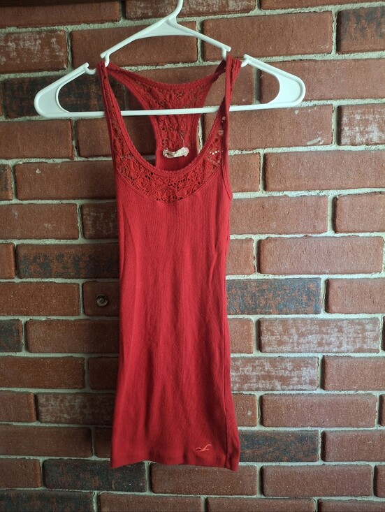 Hollister Tops - Hollister Red Lace-Back Racerback Tank Top